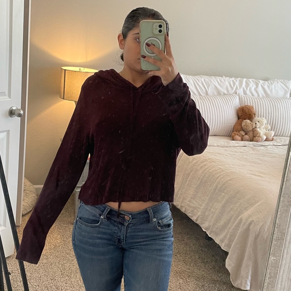 Distressed cropped hoodie